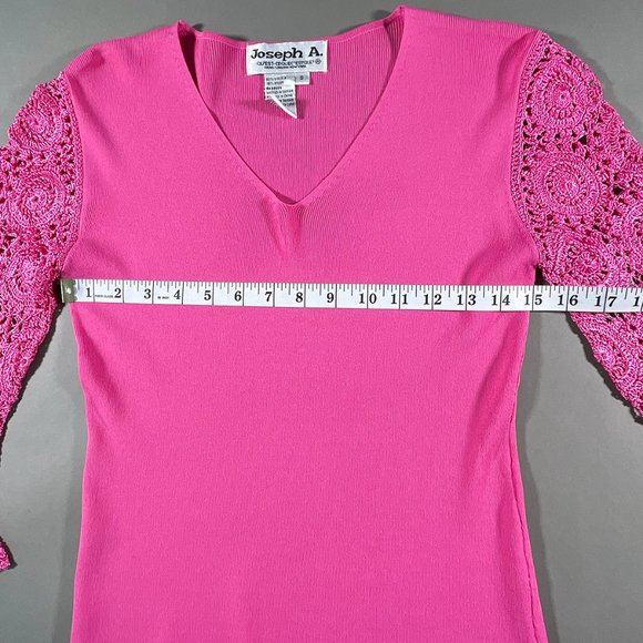 Joseph A. Pink Top with‎ Long Crochet Sleeves Size Small - Picture 11 of 16